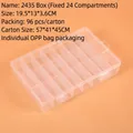 Clear 24-compartment PP plastic storage box with secure snap-lock 19.5x13x3.6cm - Fixed 24-Compartment (Model 2435) (19.5x13x3.6cm)