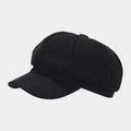 Detalle de gorra newsboy negra de lana con paneles cosidos y visera corta - M (56-58cm) / Negro