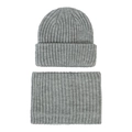 Dettaglio del set cappello e sciarpa a maglia a coste grigio chiaro con trama verticale - S / Grigio chiaro