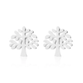 Detailed close-up of silver tree of life stud earrings with elegant polished finish - Lush Tree Style (015) / Steel