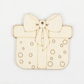 Gift box shaped wooden Christmas tree ornament with bow and polka dot cutouts - Gift Box (3) / 10 Pieces Pack