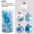 30pcs set of 6cm blue Christmas balls with sequins and ribbons in a PVC bucket - 6cm 1 Bucket (30 Balls) / Blue