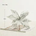 Glistening silver sequin poinsettia flower 25cm for Christmas tree decoration - Silver