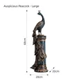 Luxurious large blue peacock statue with gold accents and red jewels for home decor - Auspicious Peacock - Large Size 8828-l