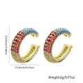 Luxury gold-plated U-shaped ear clips featuring vibrant multi-color zircon stones for women - Style 6 (Multicolor Zirconia)