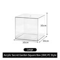 Large 30cm transparent acrylic flower bucket with square cube design for water culture - Secret Garden Square Box (30#) PC Style