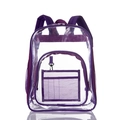 Transparent waterproof PVC backpack with purple fabric trim and large main compartment - Large / Purple