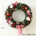 Weihnachtskranz mit 45cm Durchmesser, roten Karoschleifen und festlichen Zapfen - 45cm Kleiner Schleifenkranz (520g)