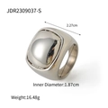 Polierter silberner Edelstahl-Ring im Chunky-Stil, 2,27 cm Breite und 1,87 cm Innenmaß - US 8 / Klobiger silberner Siegelring im quadratischen Stil (JDR2309037-S)