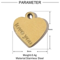 Technical diagram of 8x9mm gold stainless steel heart pendant with Love You engraving - Mini Heart Love You (VG945)
