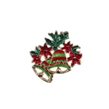 Christmas brooch featuring vintage red and green enamel bells with holly leaf details - Holly Leaf Double Bells