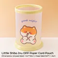 Portalápices redondo de Shiba Inu con borde amarillo y acabado de plástico mate - Pequeño Shiba Inu