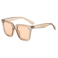 Oversized square sunglasses in transparent amber brown frame with light orange lenses - Light Tea