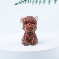 Miniature Schnauzer dog figurine in brown crystal resin on a white display stand - 13 Red Jasper