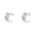 Dettaglio di ear cuff a doppio strato in argento lucido a forma di C senza buco - Orecchino a Clip a Doppio Strato a Forma di C Argentato