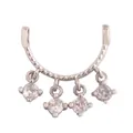 Connecteur de bijoux en U argenté avec design corde torsadée et quatre cristaux suspendus - Arc Argenté Quatre Pierres