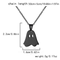 Fashionable black ghost pendant necklace in stainless steel with size measurements - Ghost / Black