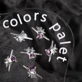 Silver Y2K star-shaped nail charms with purple rhinestones, 6 pieces set - 28# Starburst (11*7mm)