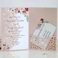 Elegant pink laser-cut floral wedding invitation card set with RSVP insert - Standard / Nude Pink