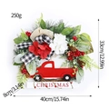 Artificial Christmas wreath with red flowers, pine cones and vintage truck ornament - 40CM Red Truck Flower Style (13)