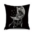Halloween Trick or Treat square throw pillow cover in black with white graphic pattern - Bohemian Occult Totem Pattern