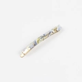 Blue and yellow marble acetate hair clip with gold metal base for women - Transparent Green