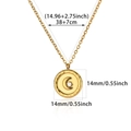Double layer sunflower necklace with moon engraving and zircon in 18K gold finish - Crescent Zircon Disc