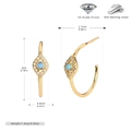 Detail view of gold-plated S925 silver C-shaped earrings with blue opal and zirconia - Gold Plated 925 Silver - Blue Opal