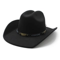 Chapeau de cowboy classique en feutre noir à larges bords avec bande décorative cloutée - Noir