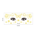 Waterproof gold glitter butterfly face tattoos with stars for music festivals, 16x6.5cm - Butterfly and Star Style (JFF-015)