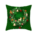 Detail of green Christmas pillowcase with gold dots and festive wreath pattern - Pine Wreath Gingerbread - Dark Green