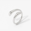 Minimalist silver dual-wrap open ring in polished stainless steel for women - Streamlined Open Ring (PB778) / Silver