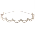 Silver wavy bridal headband featuring sparkling rhinestones and elegant pearls decoration - Wave Shape Rhinestones - Gold
