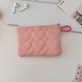 Pink quilted heart sanitary storage bag with zip closure and fuchsia carry strap - Pink Heart (Zipper Coin Pouch)