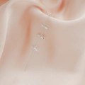 Silver ear crawler earring with rectangular cubic zirconia stones on pink silk fabric - Straight Line Style (DZ-643)