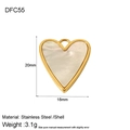 Macro detail of a 20x18mm gold stainless steel heart pendant with white shell inlay - Gold MOP Heart (DFC55)