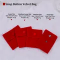 Pink velvet jewelry pouches in four sizes with snap buttons and size chart display - Snap Velvet Jewelry Pouch / 9.5*9.5cm / Red