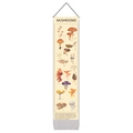 Vintage mushroom botanical tapestry with wooden scrolls for bedroom wall decor - Style 4 / 32.5x130cm