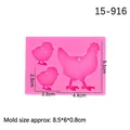 Molde de silicona rosa con formas de gallina y pollitos para jabón y aromaterapia DIY - Estilo 5-Gallina y Pollitos