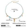 Blauwe kralenketting in oceaanstijl met roestvrijstalen bedeltjes van zeester en zeepaardje - Zeester Zeepaardje Hanger Stijl (JDN0112024)