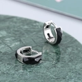 Orecchini a cerchio in argento sterling S925 con pietre di agata nera sfaccettate e stile cool - Agata Nera Colore Oro Bianco