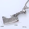 Nordic gothic butcher knife pendant necklace with silver skull and vine engraving - Skull Cleaver Pendant Only (Without Chain) Style 7