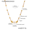 Collana artigianale di perle con perla d'acqua dolce, agata rosa e acciaio inox - Collana in Pietra Naturale Sfaccettata