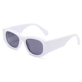 Retro small rectangular sunglasses in white frame with dark lenses for fashion styling - White/Gradual Grey