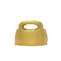 Goldene Abendtasche aus Acryl mit hohlen Streifen und eleganter Metall-Kettenriemen - Gold