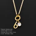 14K vergulde roestvrijstalen ketting met letter b en strass bedeltjes - Letter B (XNL0103) / Goud