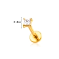 Gold stainless steel geometric ear stud with clear square zircon and size marker - Square / Gold
