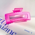 Rectangle hollow hair claw clip in bright pink matte finish for elegant styling - 12.5CM / Magenta