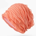 Turbante plissettato rosa corallo traspirante in leggero tessuto di cotone a rete - Stile sottile regolare / Rosso Arancio