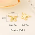 Ciondolo farfalla dorata con zircone giallo 15x10mm per creazione di gioielli DIY - 15x10mm / Giallo